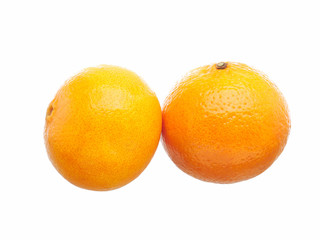 Two Mandarin orange isolated on white background.