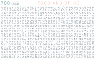 Set Vector Line Icons of Food and Drink