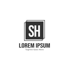 Obraz premium Initial SH logo template with modern frame. Minimalist SH letter logo vector illustration