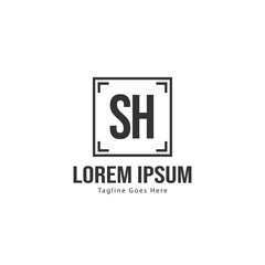 Initial SH logo template with modern frame. Minimalist SH letter logo vector illustration