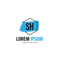 Initial SH logo template with modern frame. Minimalist SH letter logo vector illustration