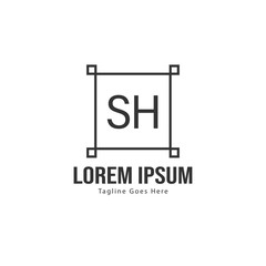 Initial SH logo template with modern frame. Minimalist SH letter logo vector illustration