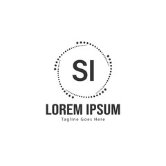 Initial SI logo template with modern frame. Minimalist SI letter logo vector illustration