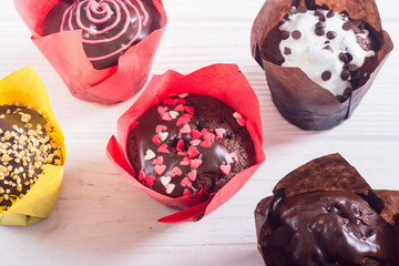 Colorful chocolate homemade muffins