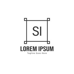 Initial SI logo template with modern frame. Minimalist SI letter logo vector illustration