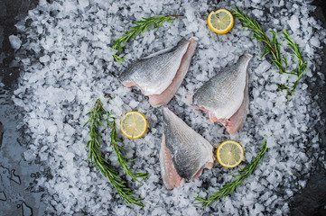 fresh fish fillet on ice