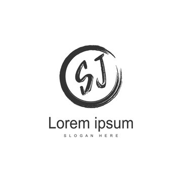 Initial SJ logo template with modern frame. Minimalist SJ letter logo vector illustration