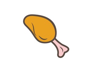 fried chicken leg icon logo illustration