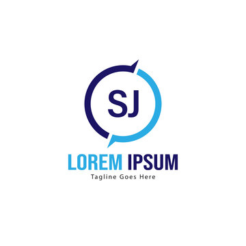 Initial SJ logo template with modern frame. Minimalist SJ letter logo vector illustration