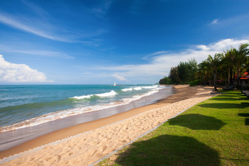 Tranquil tropical beach on sunny summer.