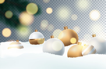 Christmas decoration design with festive objects. Isolated on transparent background