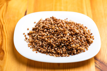 buckwheat on a white plate