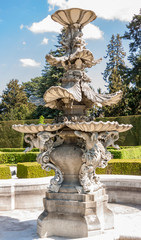 Obraz premium Fountian in park of Lednice Castle in South Moravia in the Czech Republic.