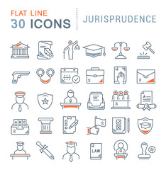 Set Vector Line Icons of Jurisprudence