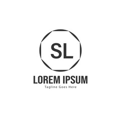 Initial SL logo template with modern frame. Minimalist SL letter logo vector illustration