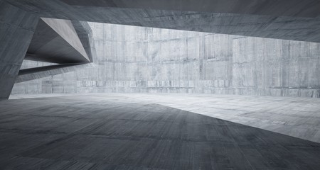 Abstract architectural concrete interior of a minimalist house. 3D illustration and rendering.