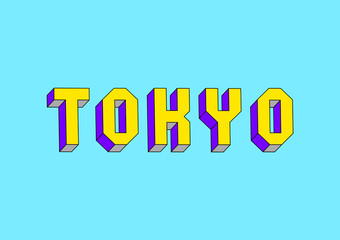Tokyo text with 3d isometric effect