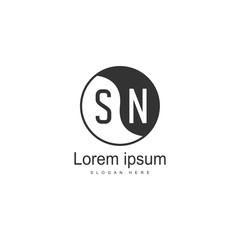 Initial SN logo template with modern frame. Minimalist SN letter logo vector illustration