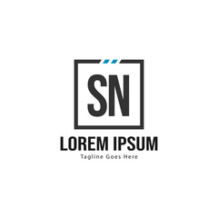 Initial SN logo template with modern frame. Minimalist SN letter logo vector illustration