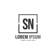 Initial SN logo template with modern frame. Minimalist SN letter logo vector illustration