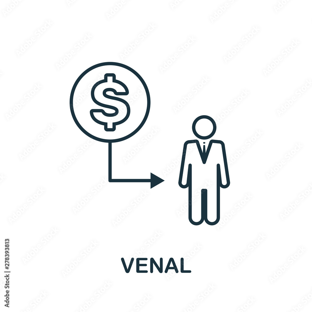 Poster venal icon. thin outline style design from corruption icons collection. creative venal icon for web 