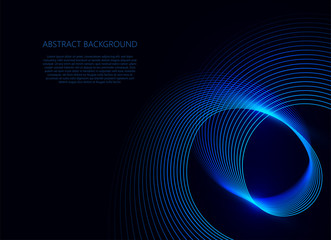 Blue wave light on dark blue background, vector illustration