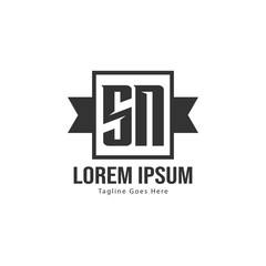 Initial SN logo template with modern frame. Minimalist SN letter logo vector illustration
