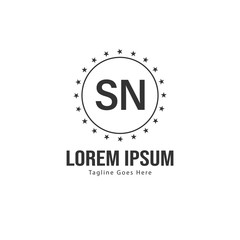Initial SN logo template with modern frame. Minimalist SN letter logo vector illustration