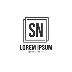Initial SN logo template with modern frame. Minimalist SN letter logo vector illustration