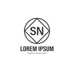 Initial SN logo template with modern frame. Minimalist SN letter logo vector illustration