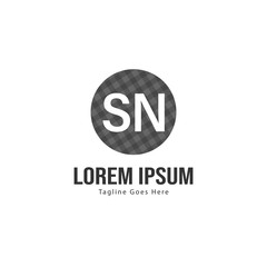 Initial SN logo template with modern frame. Minimalist SN letter logo vector illustration