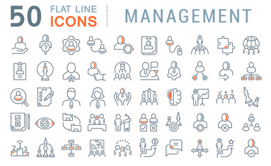 Fototapeta na wymiar Set Vector Line Icons of Management