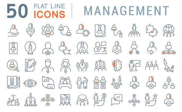 Set Vector Line Icons of Management