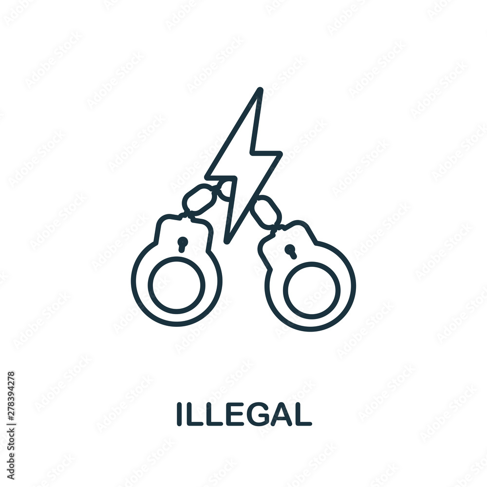 Poster illegal icon. thin outline style design from corruption icons collection. creative illegal icon for 