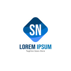 Initial SN logo template with modern frame. Minimalist SN letter logo vector illustration