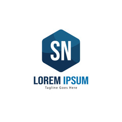 Initial SN logo template with modern frame. Minimalist SN letter logo vector illustration