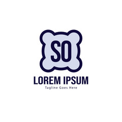 Initial SO logo template with modern frame. Minimalist SO letter logo vector illustration