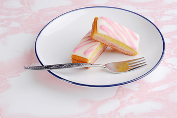 english angel cake slices with a fork