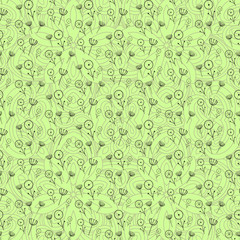Doodle flowers on a gentle background. Pattern Vector