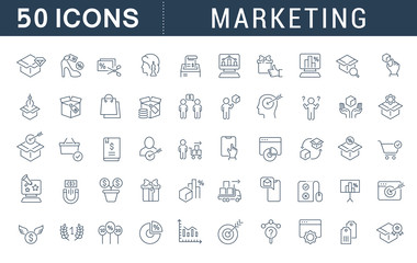 Set Vector Line Icons of Marketing