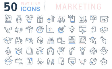 Set Vector Line Icons of Marketing