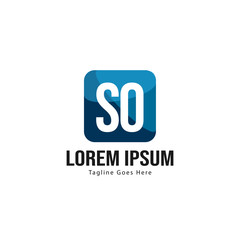 Initial SO logo template with modern frame. Minimalist SO letter logo vector illustration