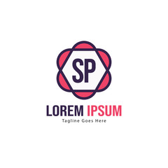 Initial SP logo template with modern frame. Minimalist SP letter logo vector illustration