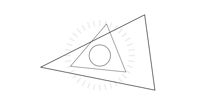 Animated mystery, witchcraft, occult and alchemy sign. Spin of the mystical vintage gothic geometry thin lines symbol