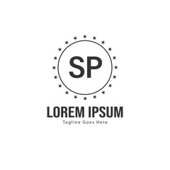 Initial SP logo template with modern frame. Minimalist SP letter logo vector illustration