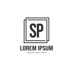 Initial SP logo template with modern frame. Minimalist SP letter logo vector illustration