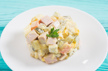Traditional Mayonnaise Russian salad olivier