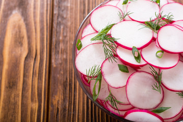 Healthy vegetarian radish salad