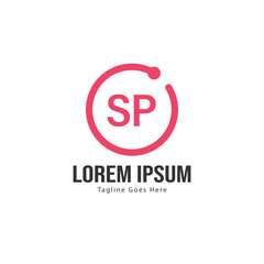 Initial SP logo template with modern frame. Minimalist SP letter logo vector illustration