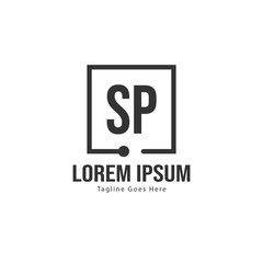 Initial SP logo template with modern frame. Minimalist SP letter logo vector illustration